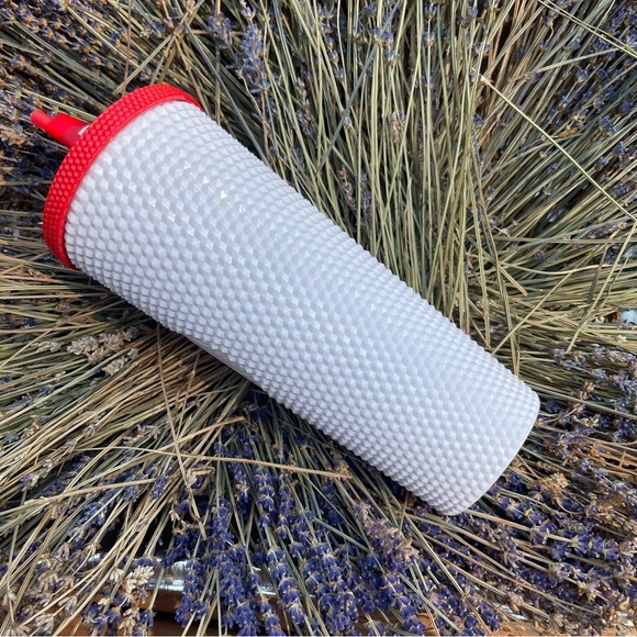 Starbucks White Studded Red Lid Tumbler HTF - Picture 3 of 6